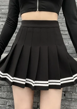 Vintage Korean Style Patchwork Skirt Harajuku JK Black Pleated Skirts Gothic Streetwear High Waist Mini Skirt Women Punk Skirt