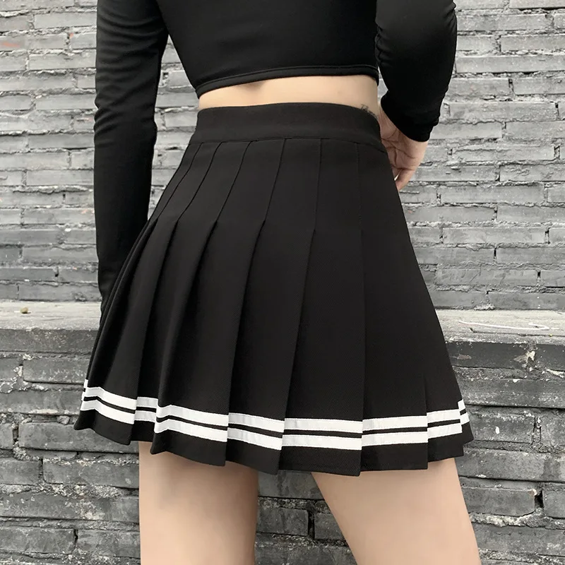 Vintage Korean Style Patchwork Skirt Harajuku JK Black Pleated Skirts Gothic Streetwear High Waist Mini Skirt Women Punk Skirt - Image 2