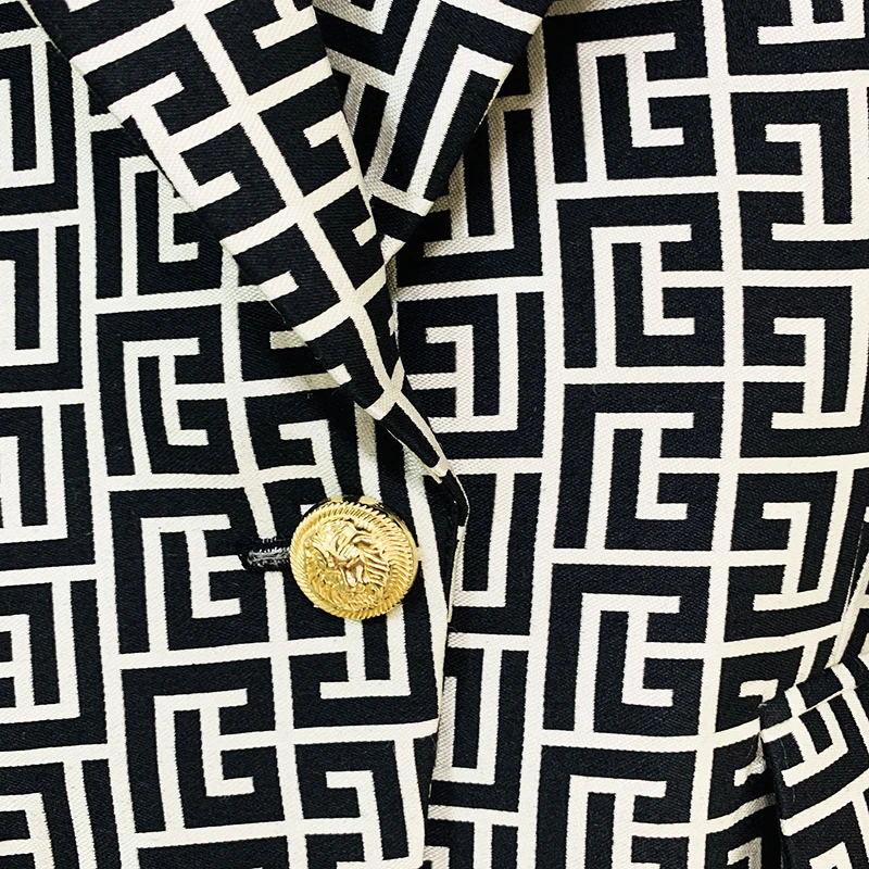 HIGH STREET Newest 2026 Fashion Designer Jacket Women's Peak Shoulder Monogram Jacquard Single Button Blazer - Image 3