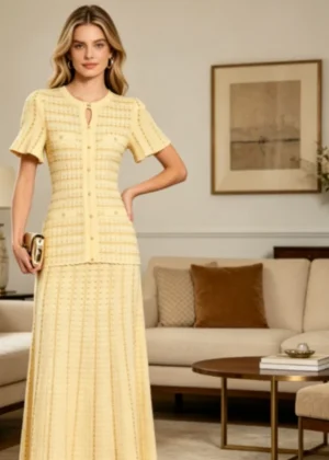 2026 New Women Elegant Solid Color Short Sleeve Sequined Long Dress Button Front Slim Fit Maxi Dress Daily Office Casual Outfit