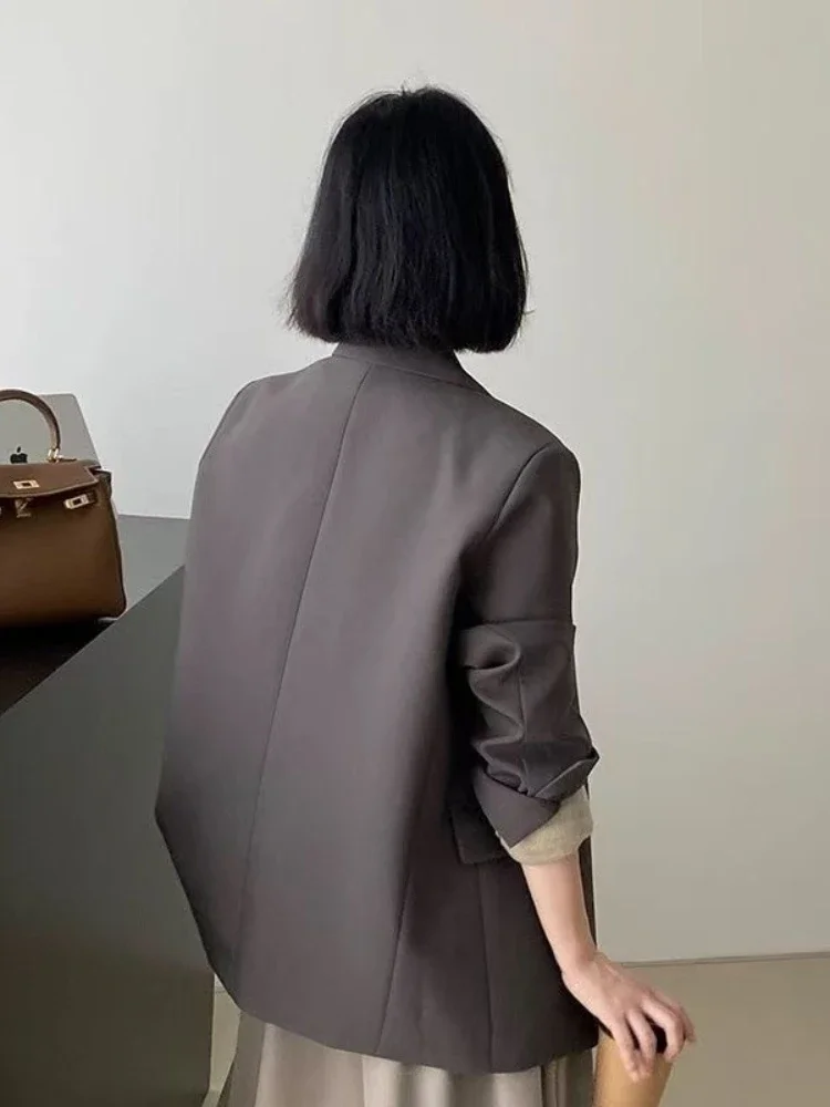 Spring Women Blazer Office Lady New Suits Female Vintage Breasted Jacket Casual Pockets Women's Suits Coat Blazers Suits - Image 6