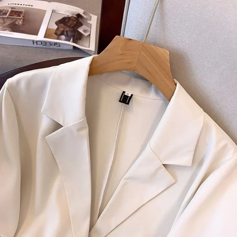 Summer Short Sleeve Blazer Women Korean Fashion Single-breasted Office Lady Suit Jacket Elegant Loose Thin Outwear - Image 5