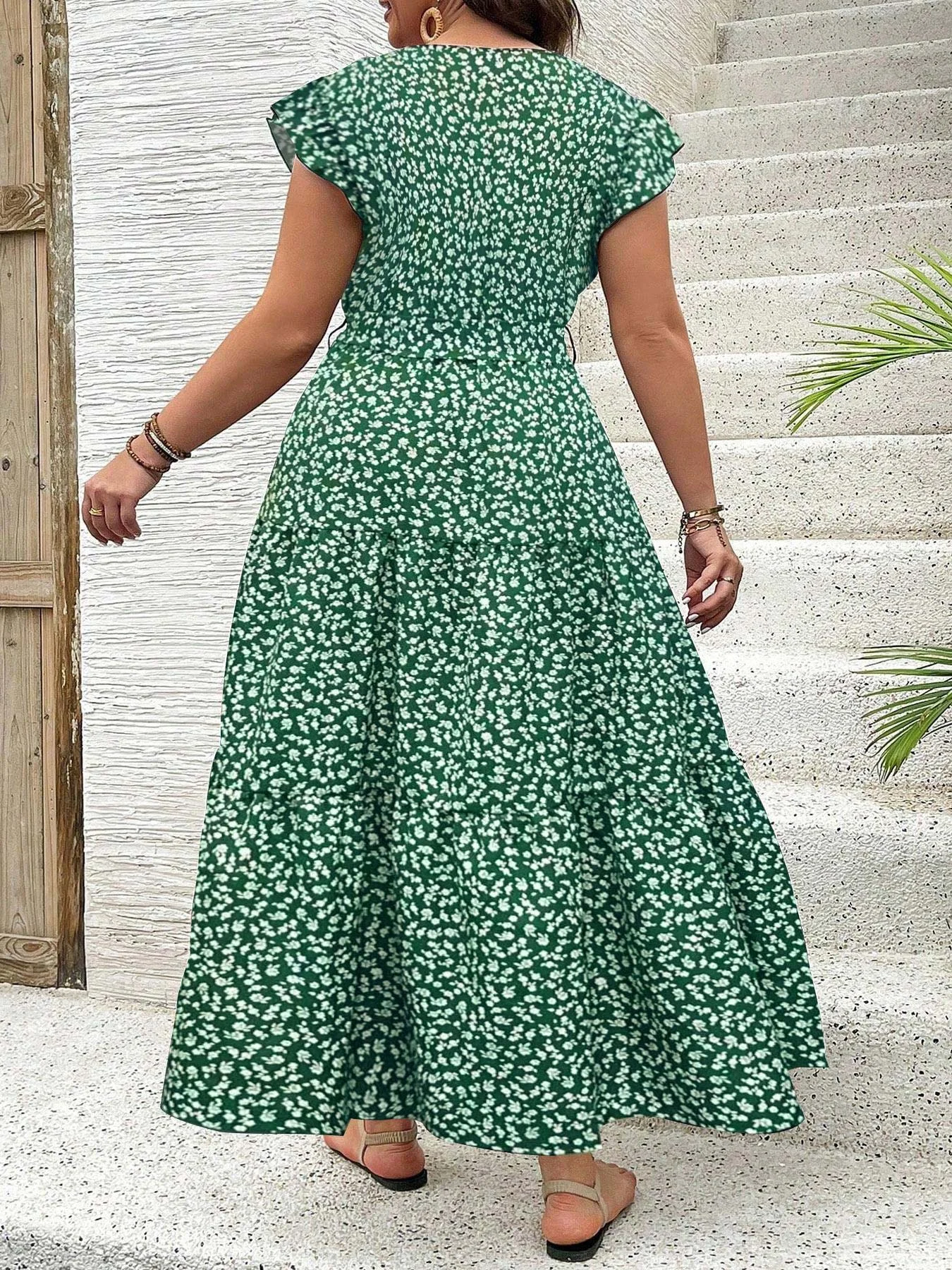 【Plus Size】 Floral Print Dress, Boho Fashion Casual Dress for Beach Holiday Vacation, Women's Plus Size Clothing for Summer - Image 3