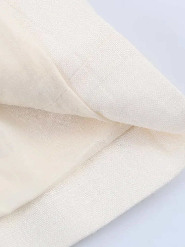 Women Blazers Coats 2026 Casual Solid Short Sleeve Double Breasted Linen Female Elegant Street Blazer Outerwear Clothing - Image 6
