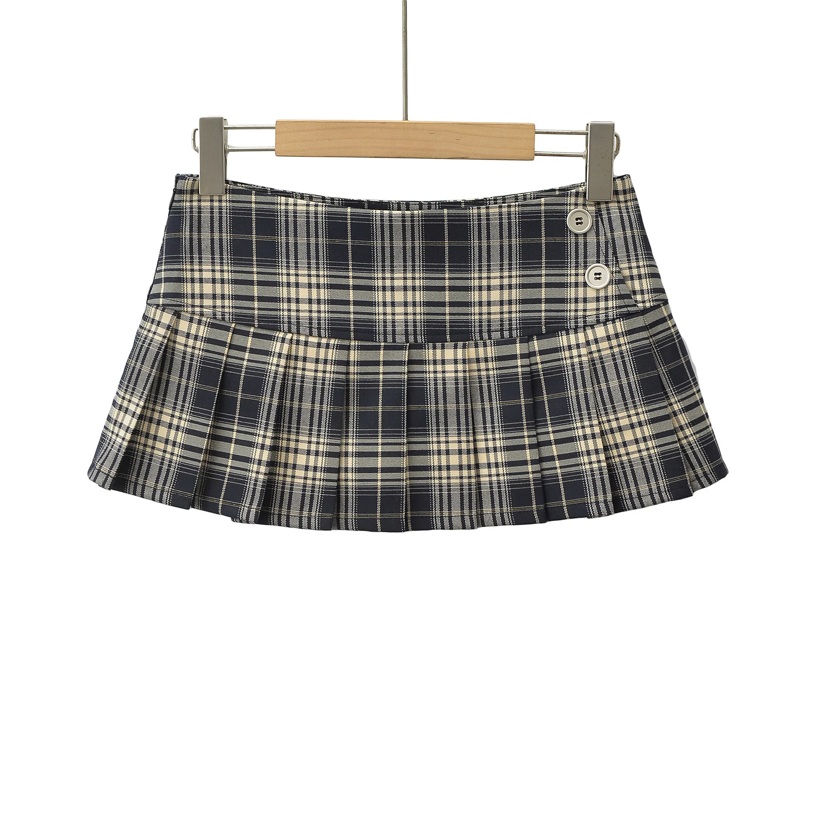 Summer Mini Skirts For Woman Vintage Korean Fashion Red Plaid Skirt Women Y2k Clothes Skirts Buttons Pleated Skirts Preppy Style - Image 2