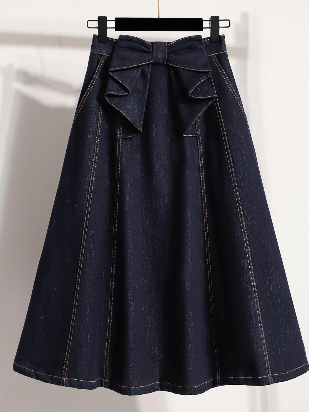 Spring Summer New plus Size Loose Elastic Waist A-Line Denim Half Skirt Slimming Midi Skirt for plus Size Women Casual Commute