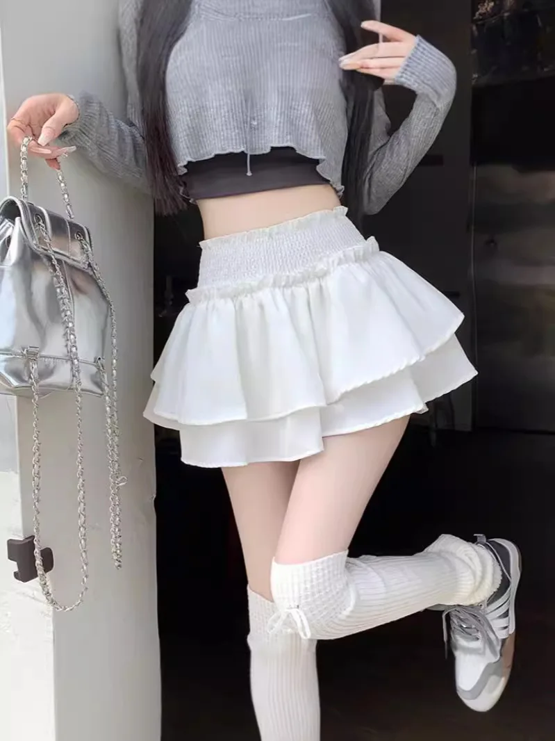 Mini Skirt Cute Sexy Balletcore Elastic High Waist Ball Gown Ruffle Patchwork Lolita Skirt Short Korean Sweet Y2K Women Clothing - Image 5