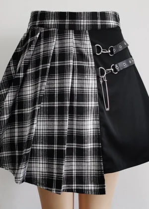 Gothic Sweet Women Pleated Skirt Fashion Plaid Mini High Waist Chic Skirt Kawaii Summer Casual Ladies Plaid Pleated Skirt
