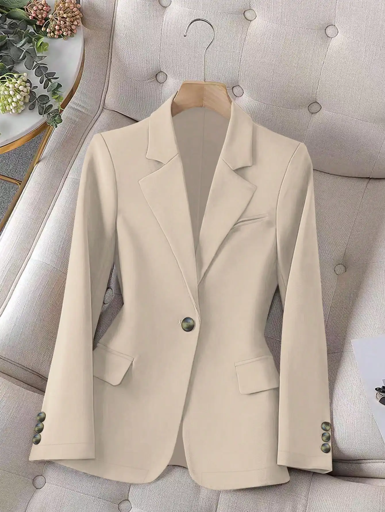 Women's Plus Size Casual Fashion Elegant Commuter Solid-Color Long Sleeve Blazer - Image 5