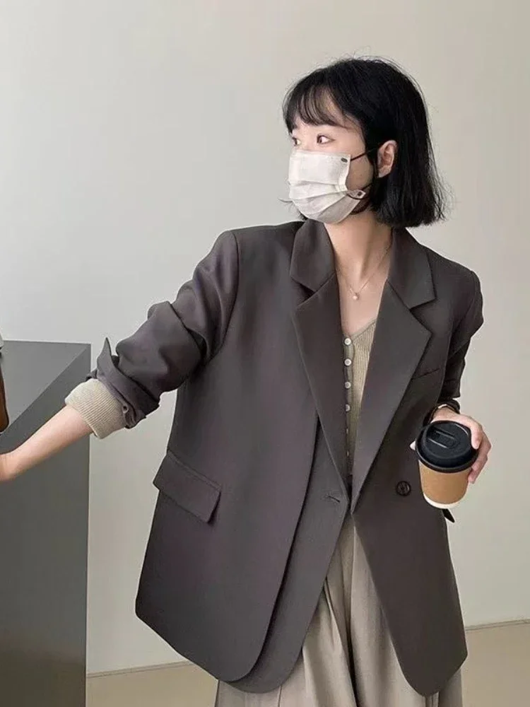 Spring Women Blazer Office Lady New Suits Female Vintage Breasted Jacket Casual Pockets Women's Suits Coat Blazers Suits - Image 4