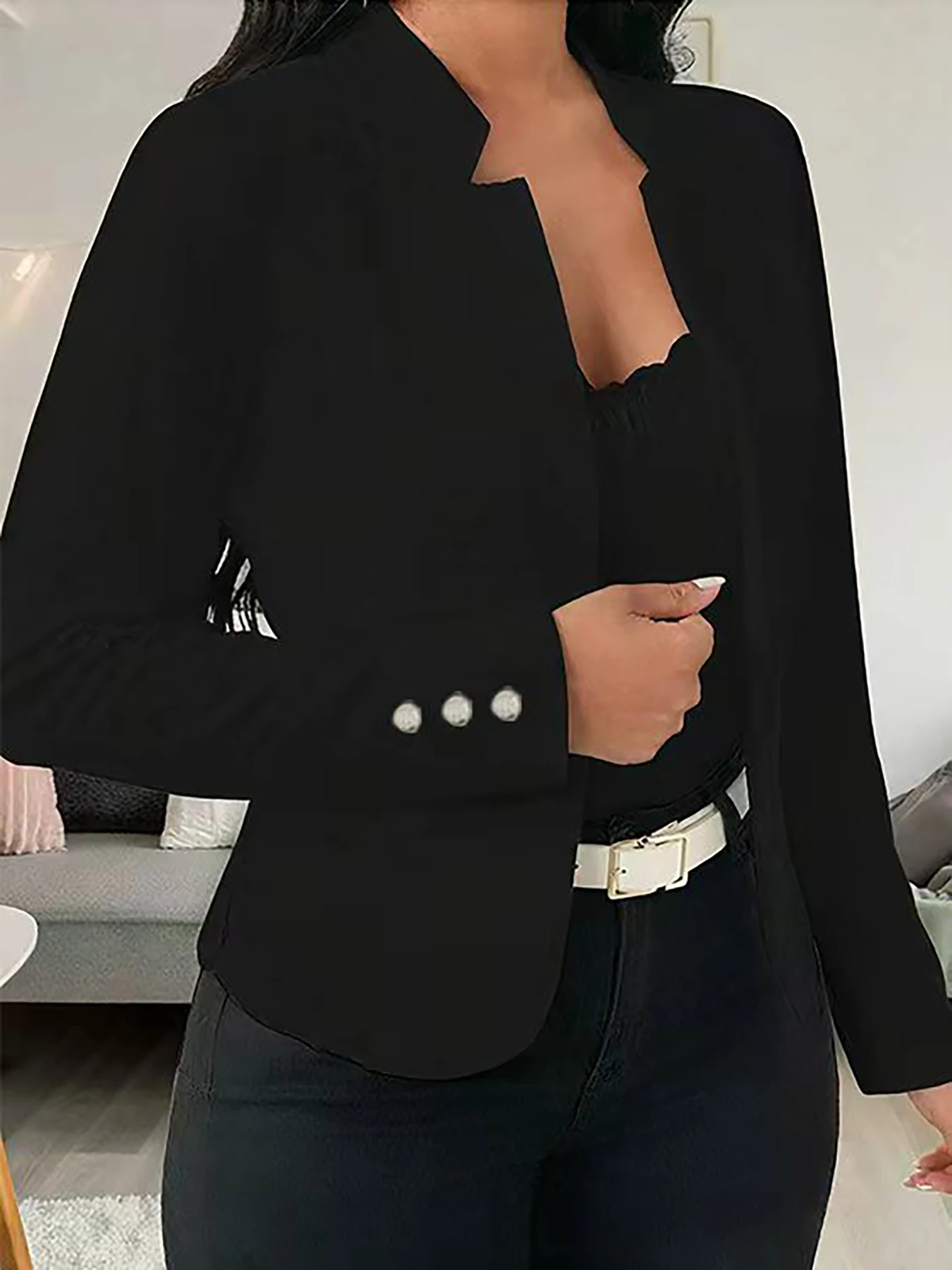 European and American Style Spring and Autumn Casual Jackets, Trendy Must-Have Women's Cardigans, Women's Fashionable Blazers, Women's Slim-Fit Cardigans, Long-Sleeve Style, Suitable for Spring and Autumn, Machine Washable, Casual Women's Clothing - Image 4
