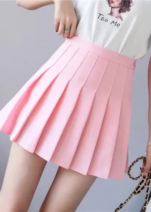 Spring and summer ladies' mini skirts, girls' pleated skirts, ladies' high-waisted cute pink short skirts, students' short skirt