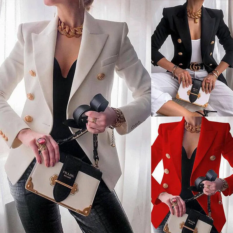 Women's Autumn Blazers New Solid Fashion Casual Suit Short Jacket Golden Button Lady Suit Comfortable Commuting Long-sleeved Top - Image 5