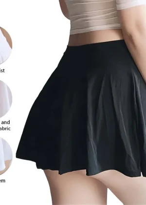 2026New Low Waist A-Line Short Pleated Skirt Sexy Transparent Black White Red silk Mini Skirts for Woman Club Wear Spring Summer