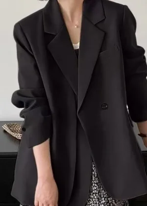 Spring Women Blazer Office Lady New Suits Female Vintage Breasted Jacket Casual Pockets Women's Suits Coat Blazers Suits