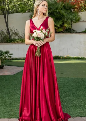 Women's Ssatin Bridesmaid Dress V Neck A Line Prom Evening Dresses Luxury Bride Wedding Party Banquets Customized Gowns