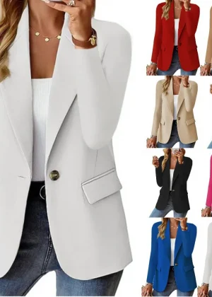 Women's Oversized Blazer Jacket Business Suit Coat Lapel Long Sleeve Solid Button Casual Elegant Coat Trendy Loose Outwear