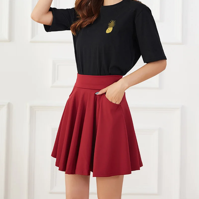 New Black Pocket Shorts Skirt Women's Basic Safety Pants Skirts School Flared Casual Mini Skater Medium Pleated Plus Size 4XL - Image 4