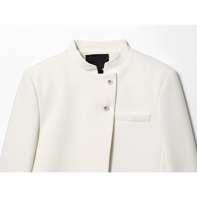 YENKYE 2025 Women Front Button Long Sleeve Elegant Crop Blazer High Street Chic Lady Coat Autumn Tops - Image 4