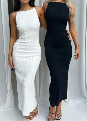 Sexy Women Long Dress Ruched Sleeveless Slim Solid Summer Party Back Split Dress Clubwear Female Vestido Outfits