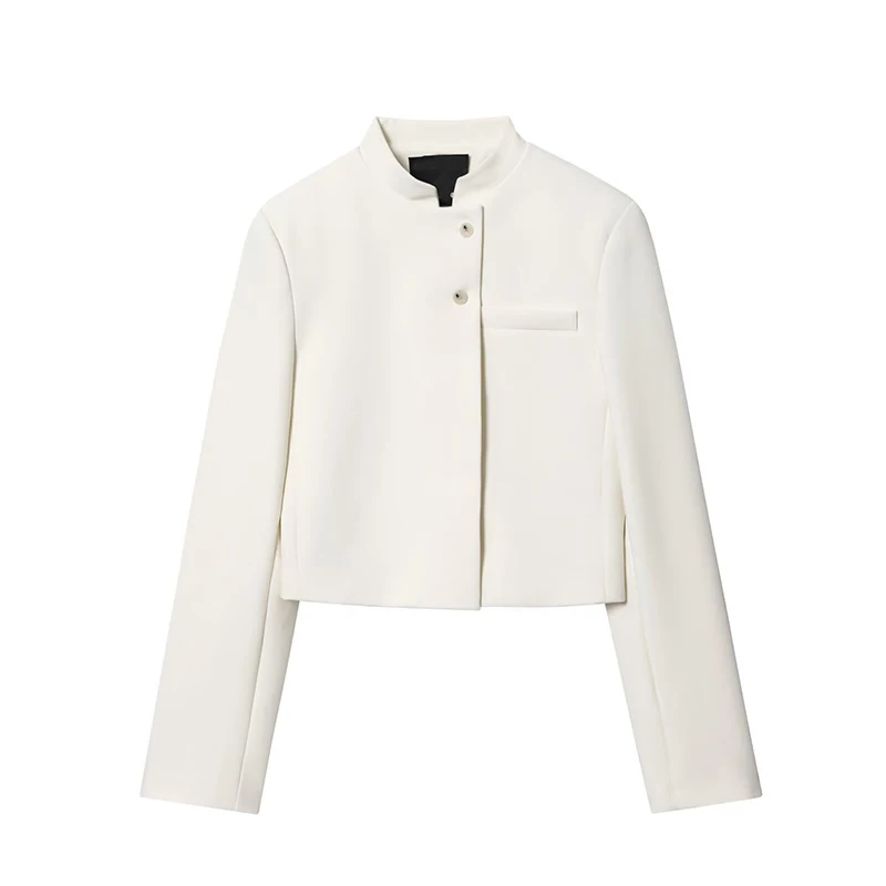 YENKYE 2025 Women Front Button Long Sleeve Elegant Crop Blazer High Street Chic Lady Coat Autumn Tops - Image 2