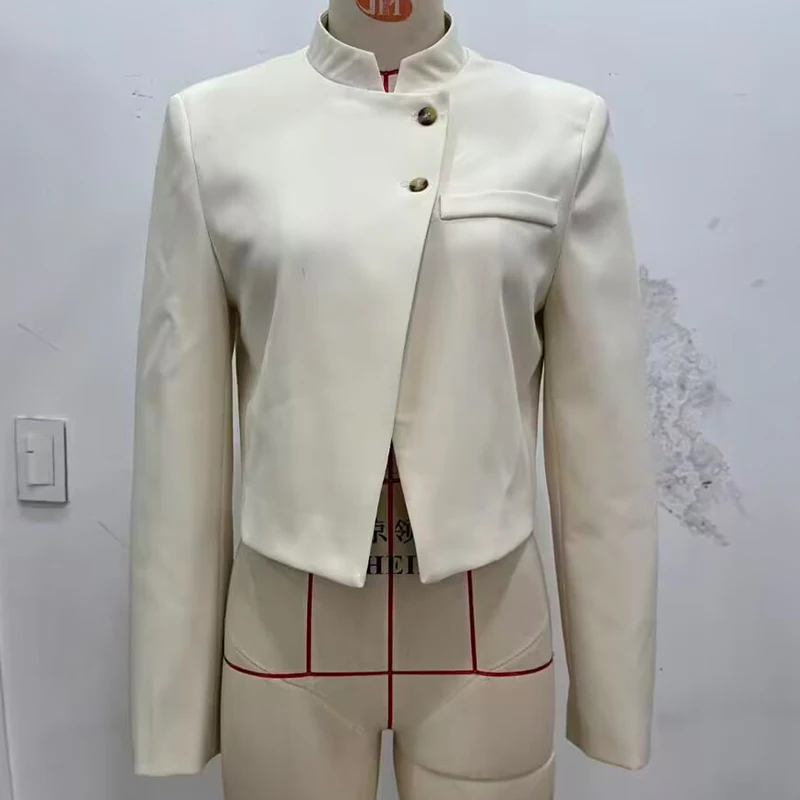 YENKYE 2025 Women Front Button Long Sleeve Elegant Crop Blazer High Street Chic Lady Coat Autumn Tops - Image 6
