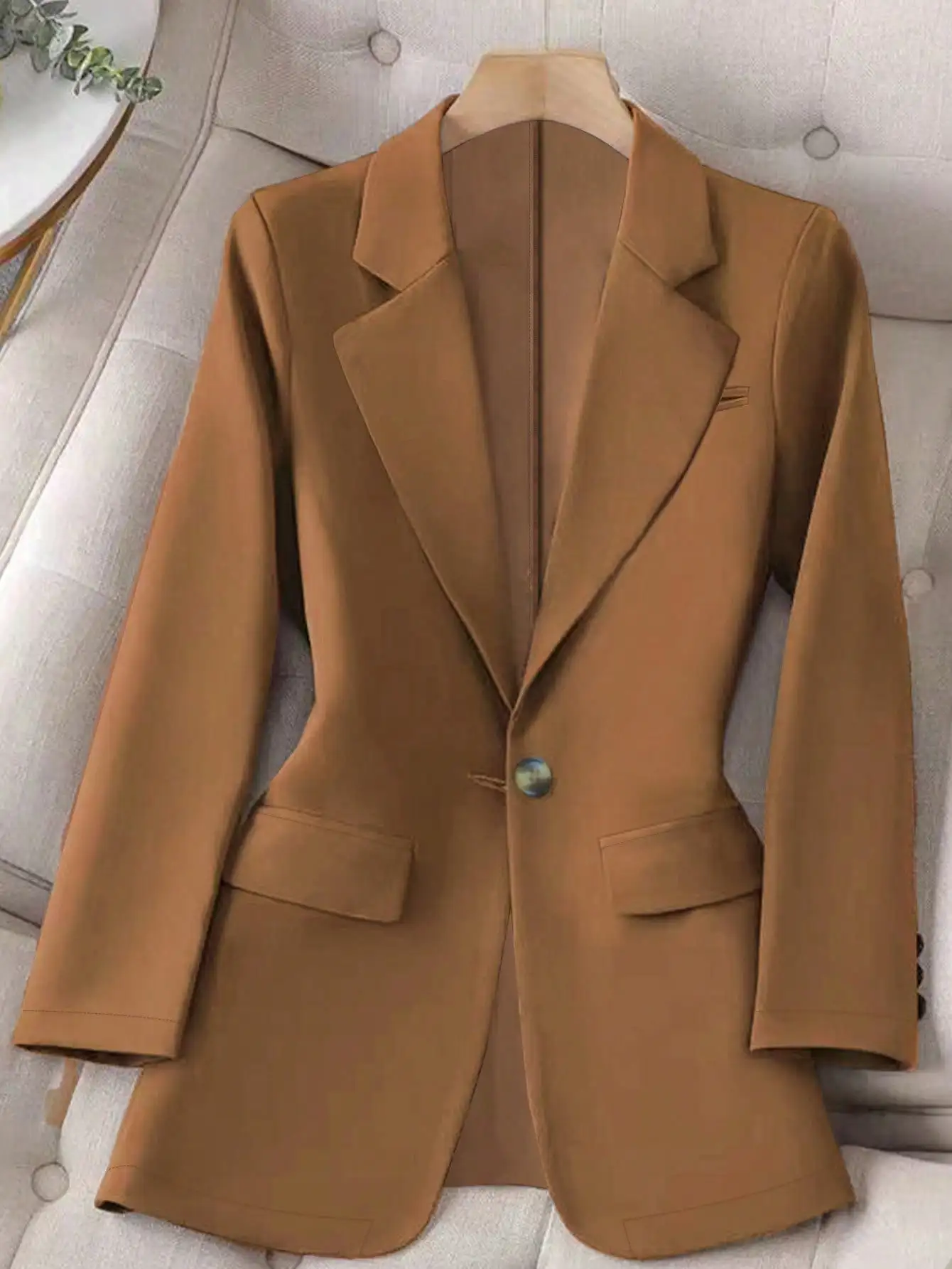 Women's Plus Size Casual Fashion Elegant Commuter Solid-Color Long Sleeve Blazer - Image 4