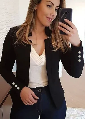 European and American Style Spring and Autumn Casual Jackets, Trendy Must-Have Women's Cardigans, Women's Fashionable Blazers, Women's Slim-Fit Cardigans, Long-Sleeve Style, Suitable for Spring and Autumn, Machine Washable, Casual Women's Clothing