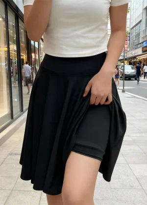 55cm Long Skirt High Waist Inner Lining Shorts Knee Half Skirt Women's Fashion Casual Dancer Clothing Fluffy Pleated Skirts