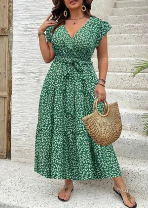 【Plus Size】 Floral Print Dress, Boho Fashion Casual Dress for Beach Holiday Vacation, Women's Plus Size Clothing for Summer