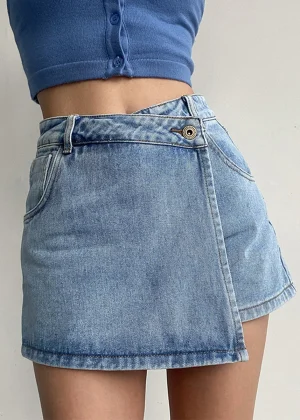 plus Size Women's High Waist A-Line Skirt Jeans Uneven Length Anti-Light Loose Fit Denim Skirts for Summer