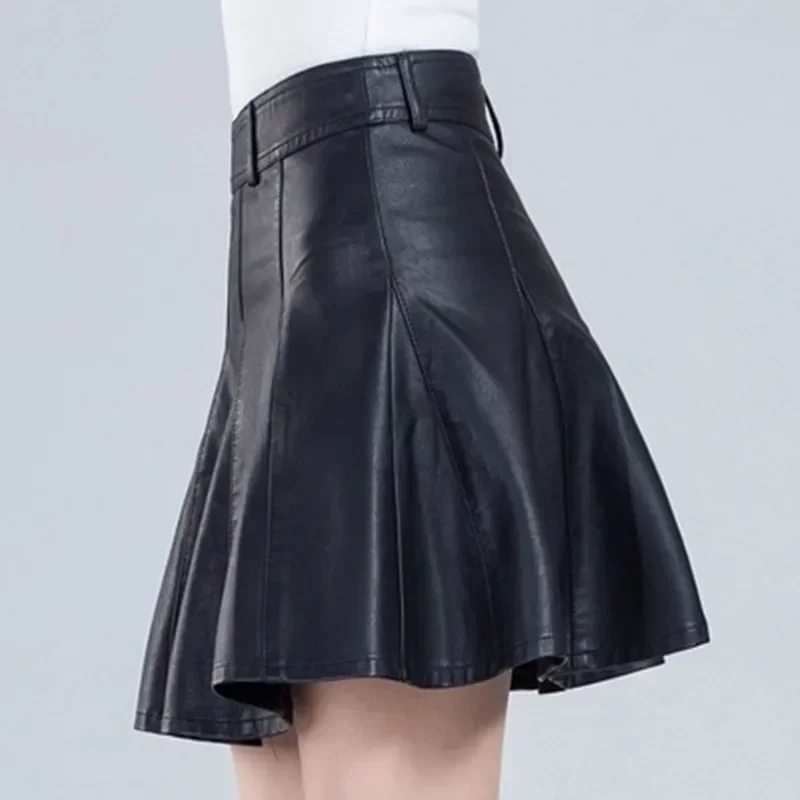 Woman Skirts Elegant Plus Size New Fashion Korean Style Genuine Real Leather Skirts High Waist Mini Skirt Womens Sexy Skirt - Image 3