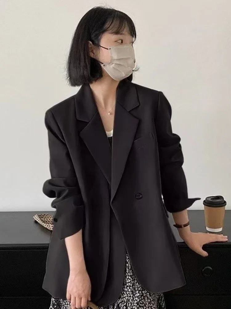 Spring Women Blazer Office Lady New Suits Female Vintage Breasted Jacket Casual Pockets Women's Suits Coat Blazers Suits - Image 2